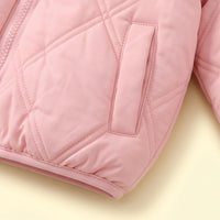 Girls Light Pink Long Sleeve Hooded Puffer Jacket Coats & Jackets
