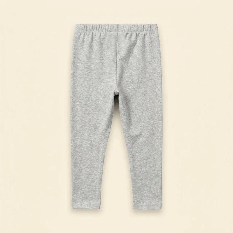 Girls Light Grey Solid Ankle Length Leggings Leggings & Tights