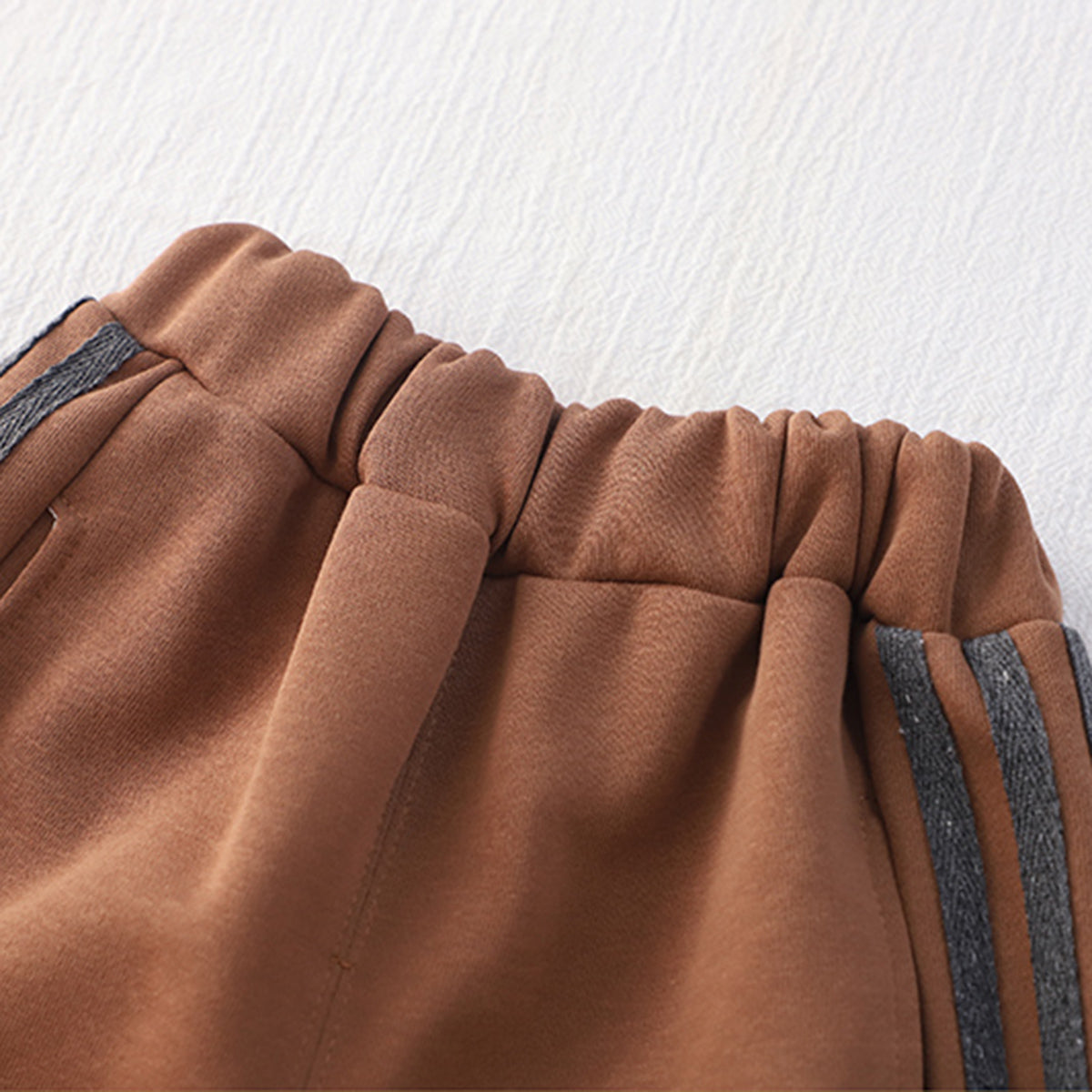 Boys Brown Solid Varsity Jacket With Printed T-Shirt & Joggers Set Sets