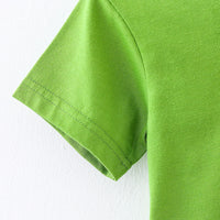 Boys Green Printed T-shirt with Grey Melange Shorts Set Sets