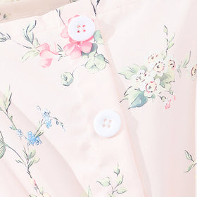 Girls Pink Floral Print Off-Shoulder Dress Casual Dresses