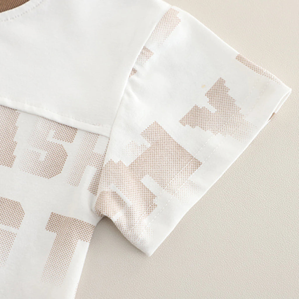 Boys Brown Typographic Printed Short Sleeve T-Shirt With Shorts Sets 2 pc. Sets