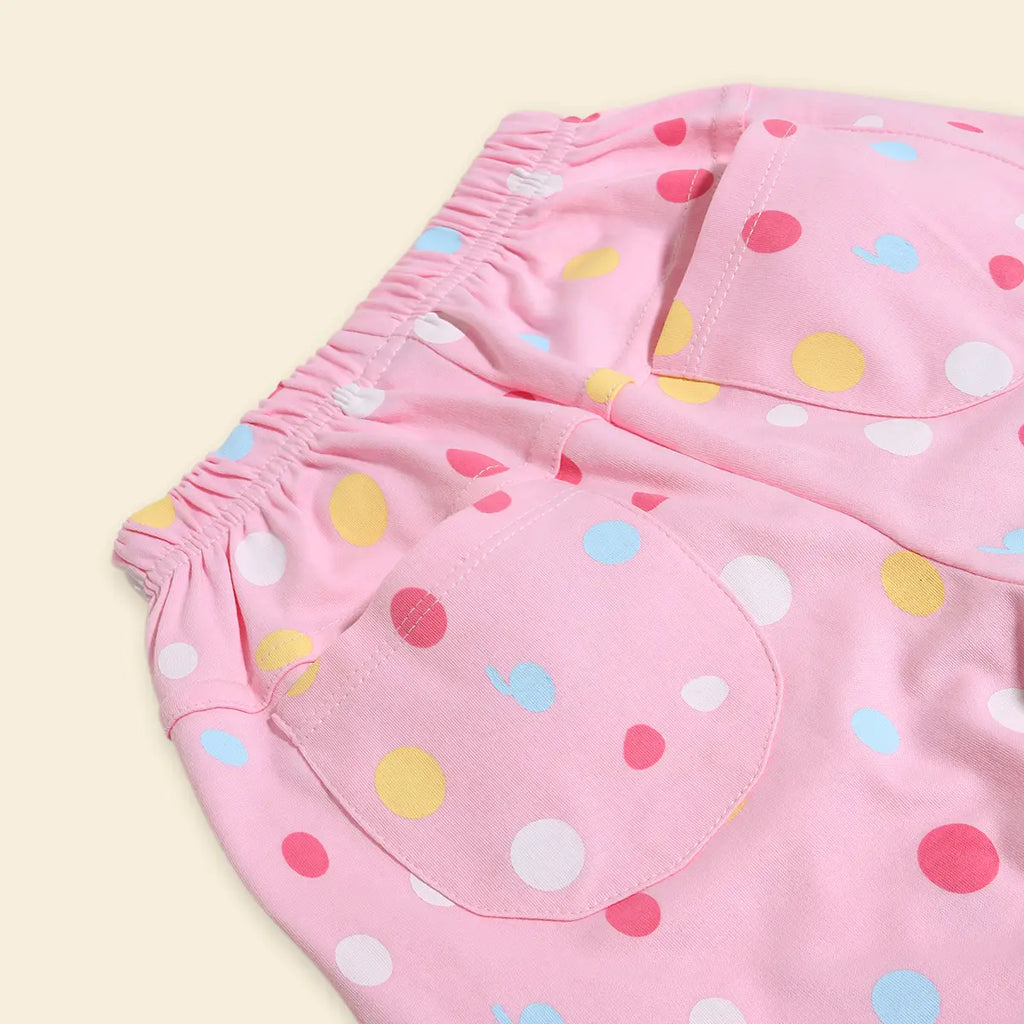 Girls Pink Polka Dot Printed Top With Shorts Co-ord Sets Sets