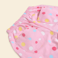 Girls Pink Polka Dot Printed Top With Shorts Co-ord Sets Sets