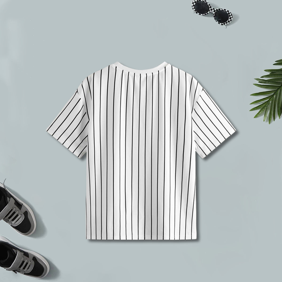 Boys Black And White Striped Short Sleeves T-Shirt ( Pack Of 2 ) Tshirts