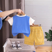 Boys Blue Camp Graphic Round Neck T-Shirt with Elasticated Shorts Sets 2 pc. Sets
