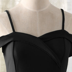Girls Black Off Shoulder Spaghetti Strap Gown Party Dresses