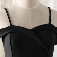 Girls Black Off Shoulder Spaghetti Strap Gown Party Dresses