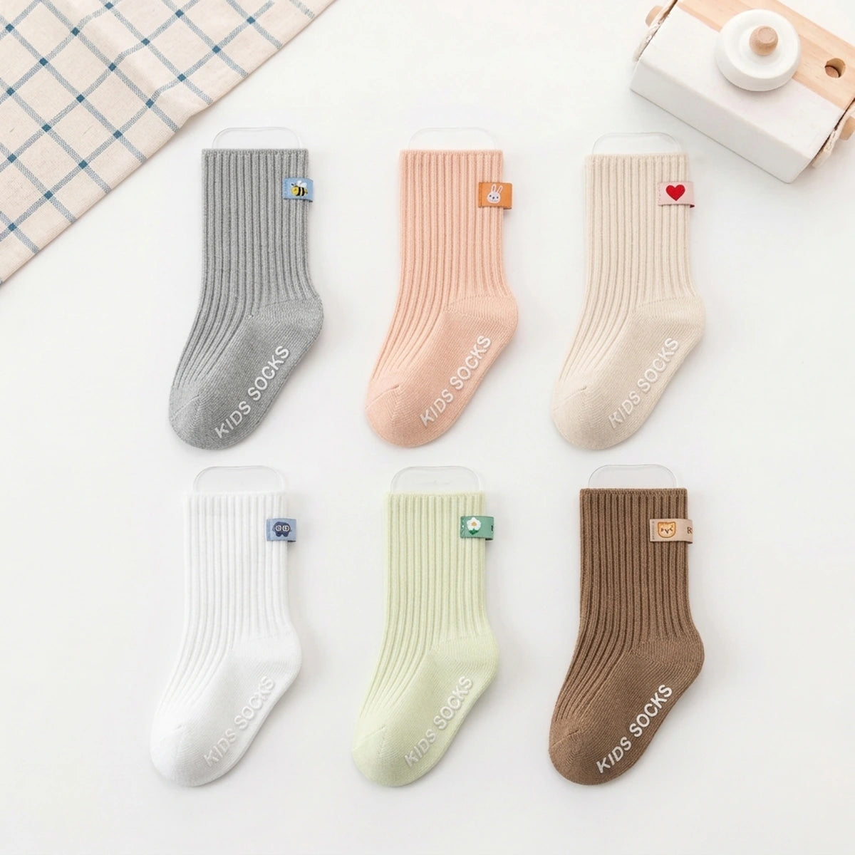 Pack of 6 Multicolour Ribbed Knit Ankle Length Socks Socks Multicolor 0-1 Y