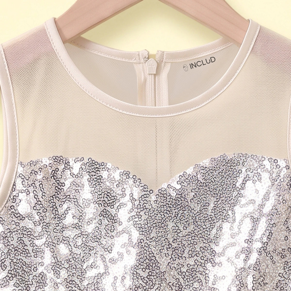 Girls Off White Embellished Sequined Fit & Flare Party Dress Party Dresses