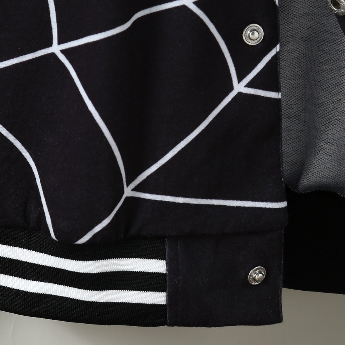 Boys Black Spider Printed Varsity Jacket Coats & Jackets