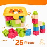 Unisex Yellow 25 PCS Soft Glue Building Blocks for Kids