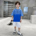 Boys Blue Ombre Drop Shoulder T-Shirt With Shorts Sets Sets Blue 5-6 Y