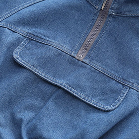 Boys Blue Half Zipper Denim Jacket With Jogger Co-ord Sets Sets