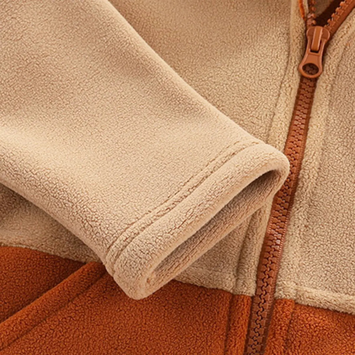 Boys Beige Fleece Hooded Zip-up Jacket Coats & Jackets