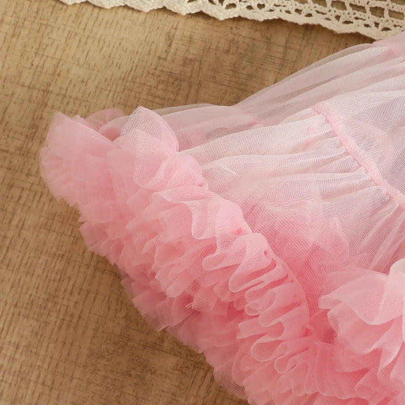 Girls 3D Butterfly Applique Top With Pink Tiered Tulle Skirt Sets Sets