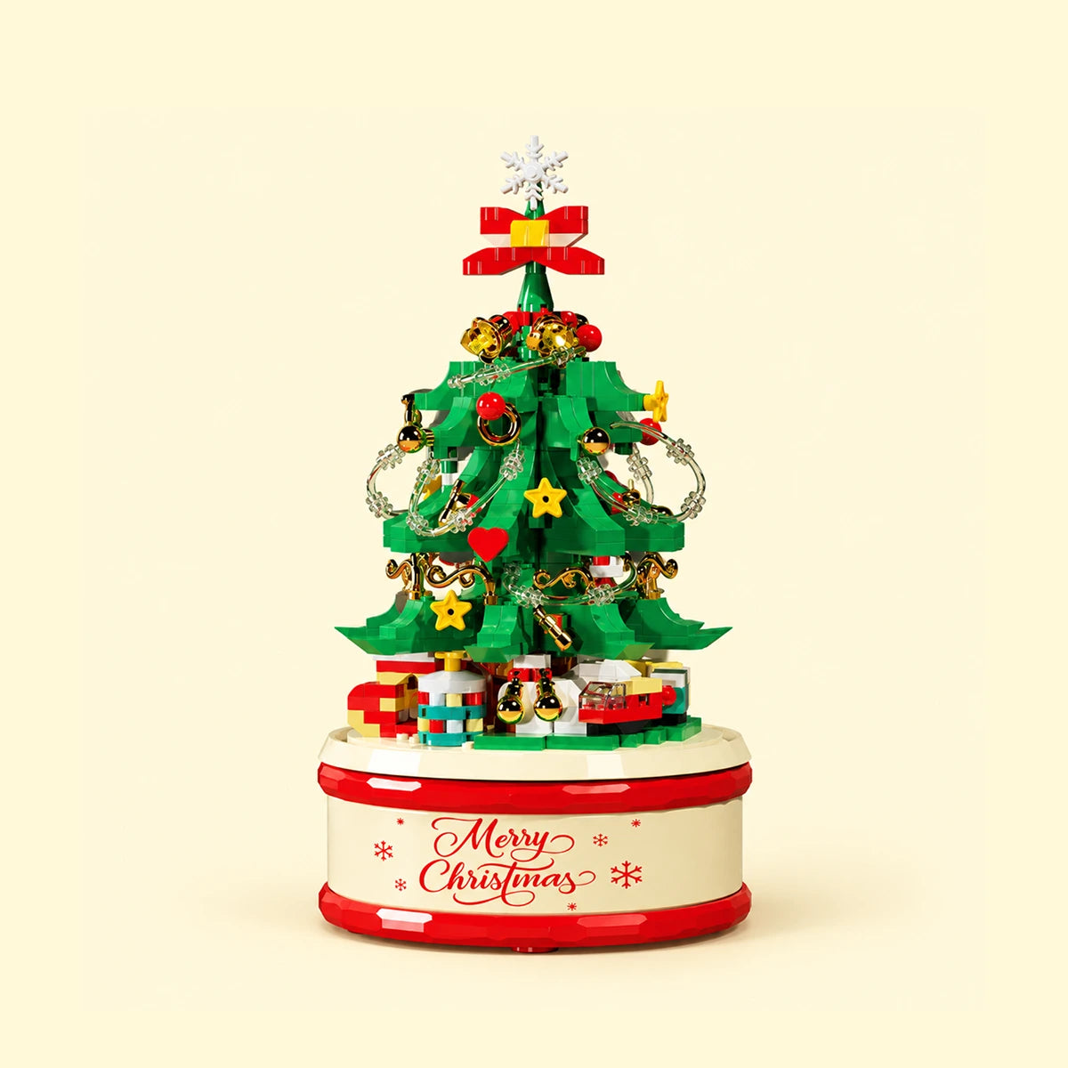 Christmas Tree Music Box Building Blocks Set - 683 PCS 3 Year Plus Trending Accessories Dark Green Onesize
