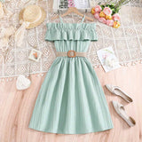 Girls Off Shoulder Fit & Flare Dress