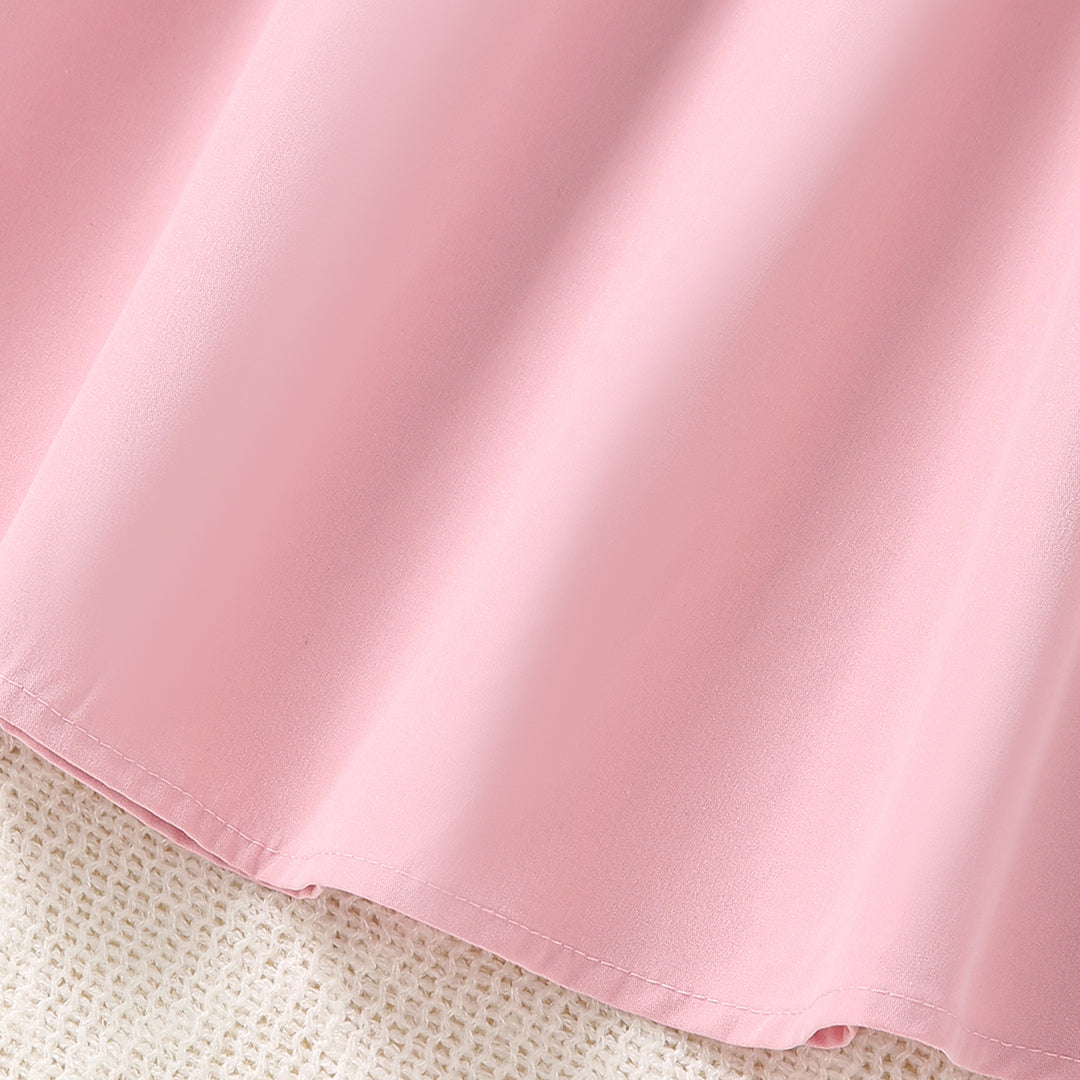 Girls Pink Gathered Skaters Dress With Corset Casual Dresses