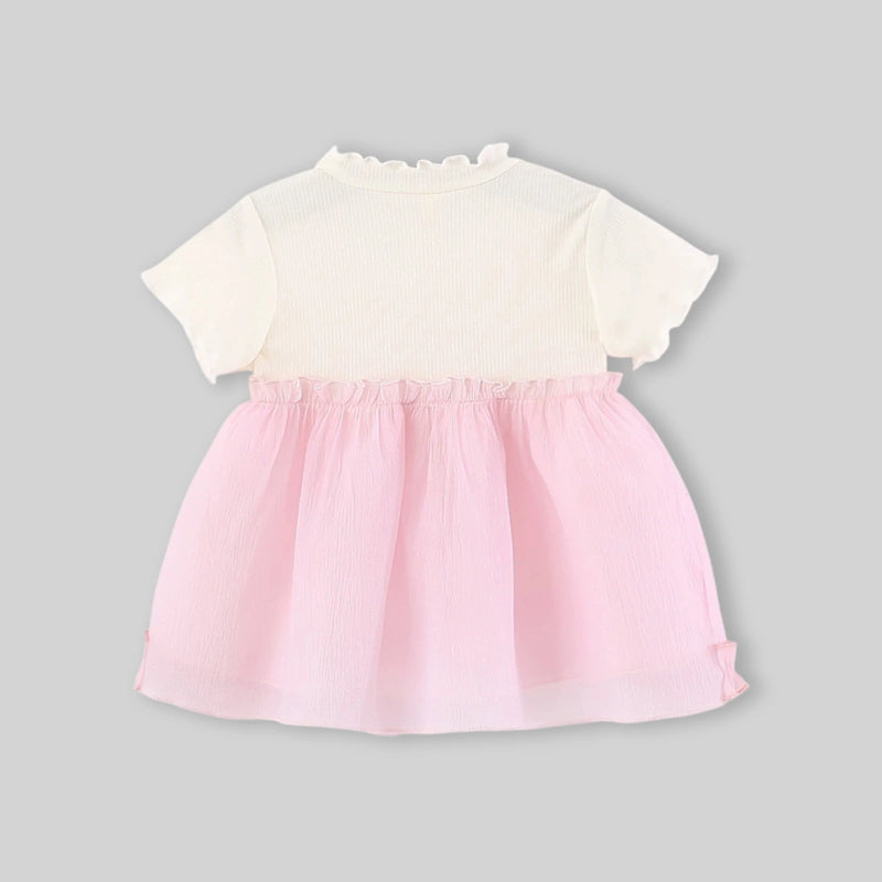 Girls Pink Bow Detailed Fit and Flare Dress Casual Dresses