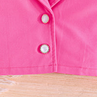 Girls Fuchsia Waistcoat with Spaghetti Top & Tiered Ruffle Shorts Set 3 pc. Sets