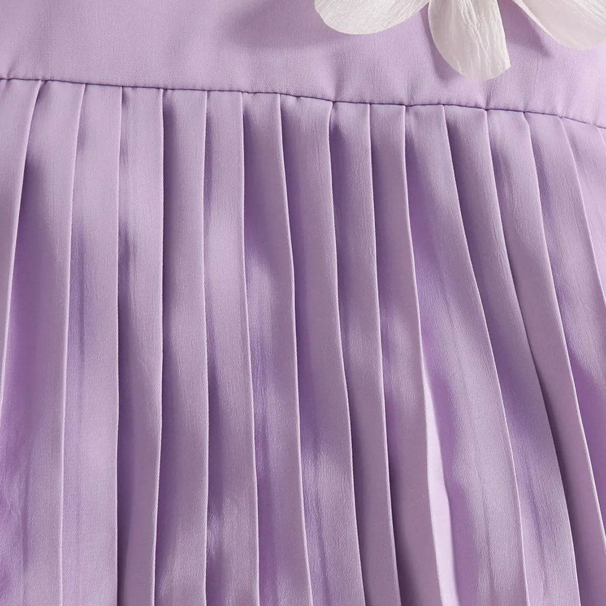 Girls Purple Flowers Applique A-line Dress With Pleated Hem Casual Dresses
