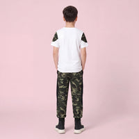 Boys White Camouflage Print Short Sleeve T-Shirt With Pants Sets 2 pc. Sets