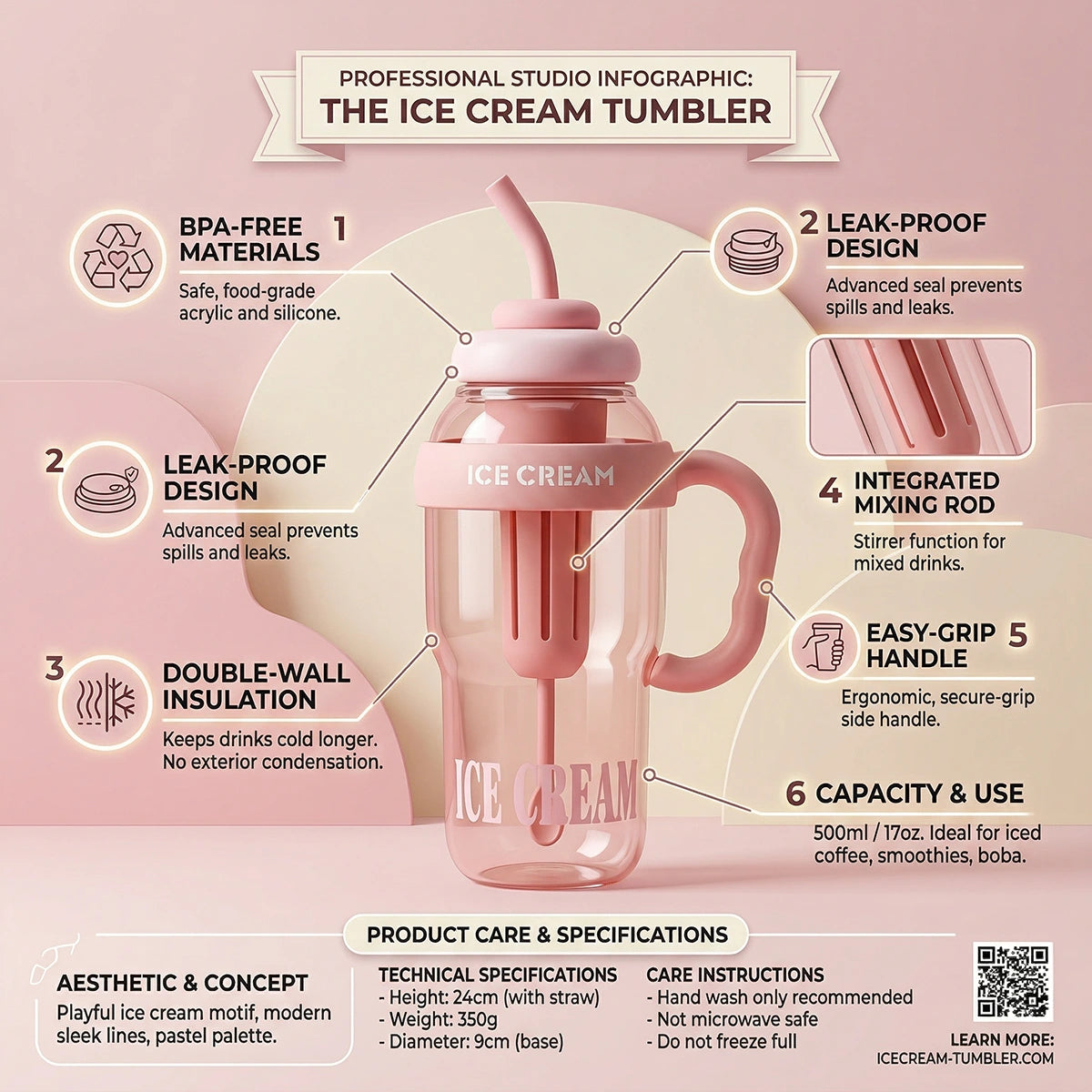 Light Pink Fruit Infuser Water Bottle with Straw Trending Accessories