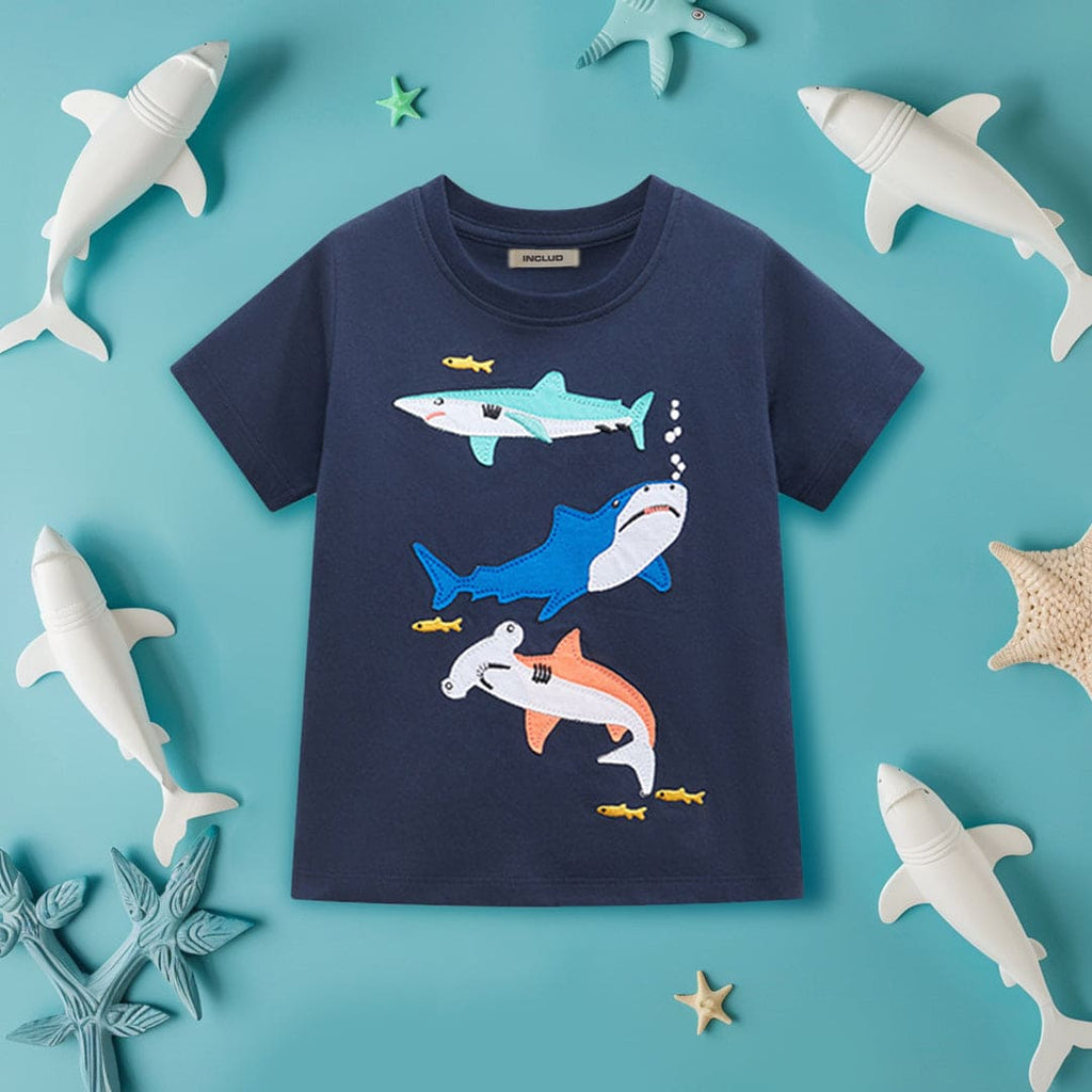 Boys Whale Patchwork Short Sleeves T-Shirt