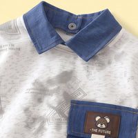 Boys Light Grey Abstract Polo Sweatshirt & Denim Cargo Pants Sets Sets