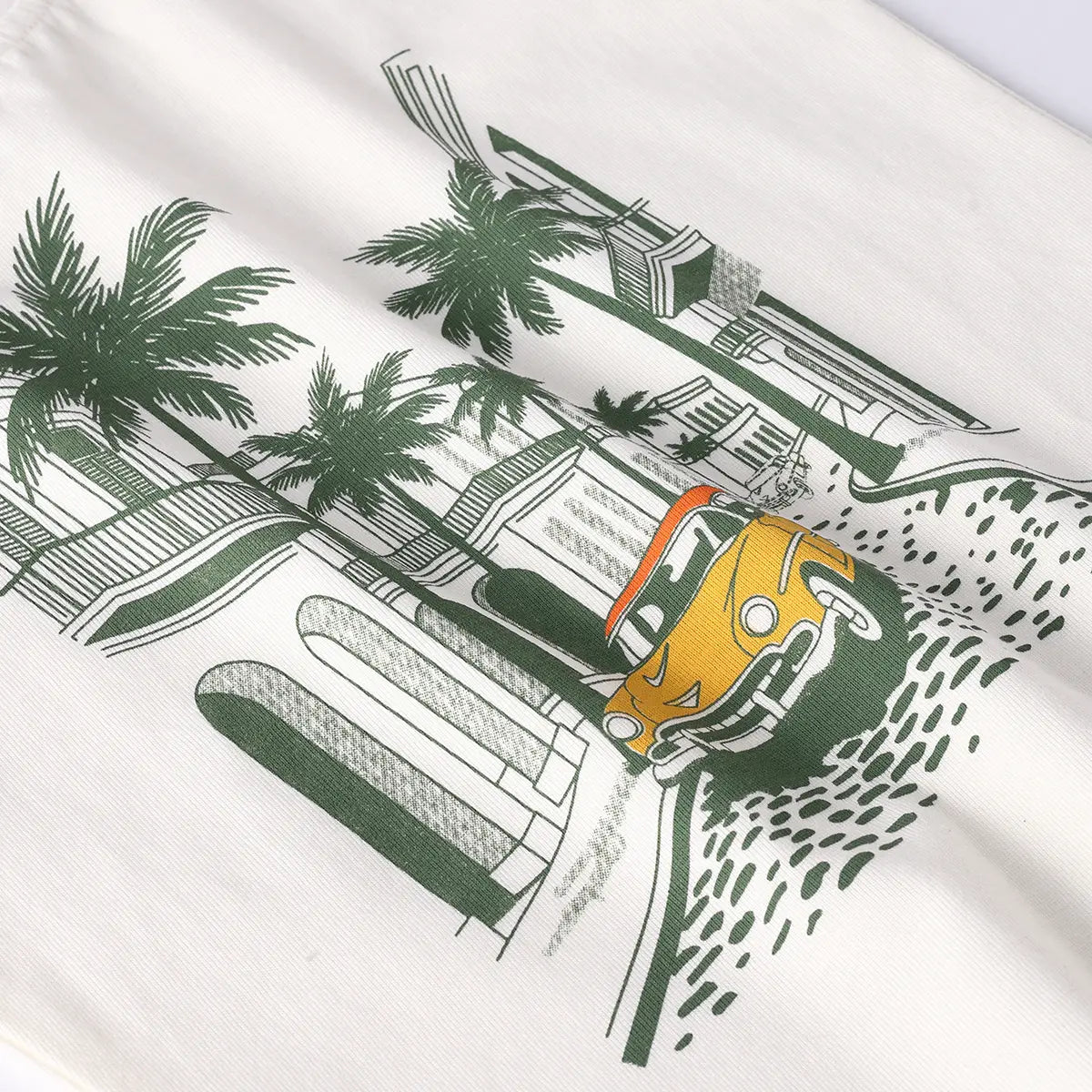 Boys Green Tropical Print T-shirt With Printed Shirt and Shorts Sets Sets