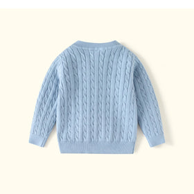 Girls Light Blue Long Sleeve Cable Knit Cardigan Sweaters & Cardigans