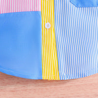 Girls Striped Colorblocked Shirt with Shorts Set Sets