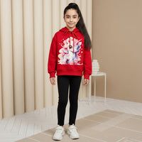 Girls Red Unicorn Graphics Hooded Sweatshirt Sweatshirts & Hoodies Red 6-7 Y