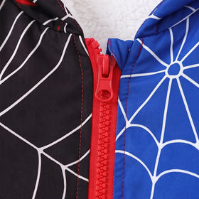 Boys Black Spiderweb Print Hooded Zip-Up Jacket Coats & Jackets