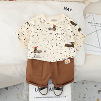 Boys Apricot Puppy Printed Short Sleeves T-Shirt With Shorts Set 2 pc. Sets