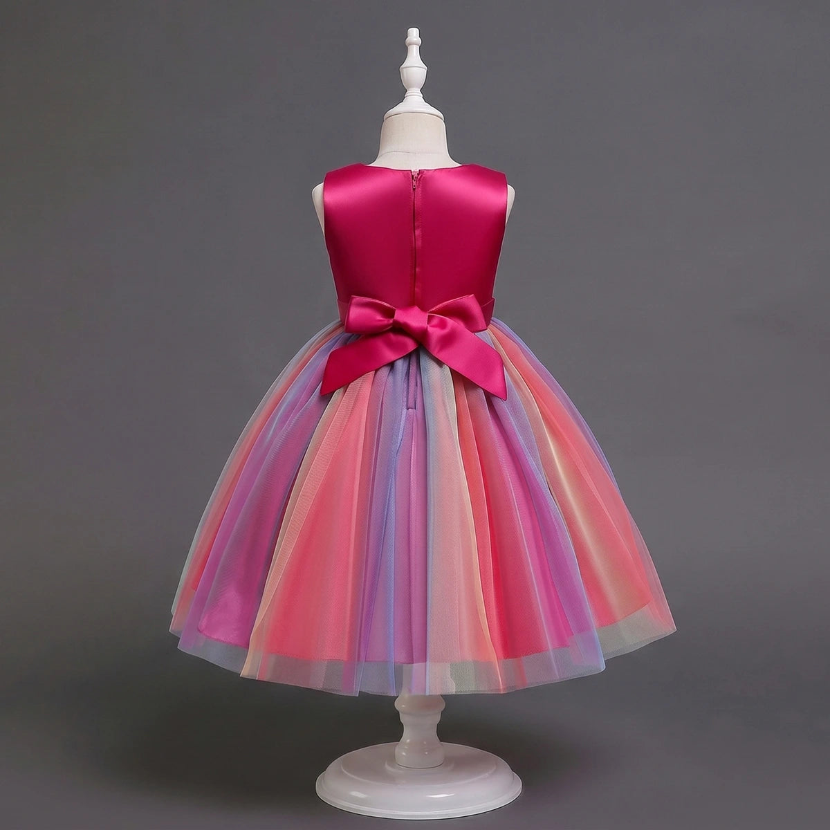 Girls Red Sequin Embellished Fit & Flare Party Wear Dress With Flower Applique Party Dresses