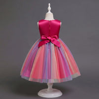 Girls Red Sequin Embellished Fit & Flare Party Wear Dress With Flower Applique Party Dresses