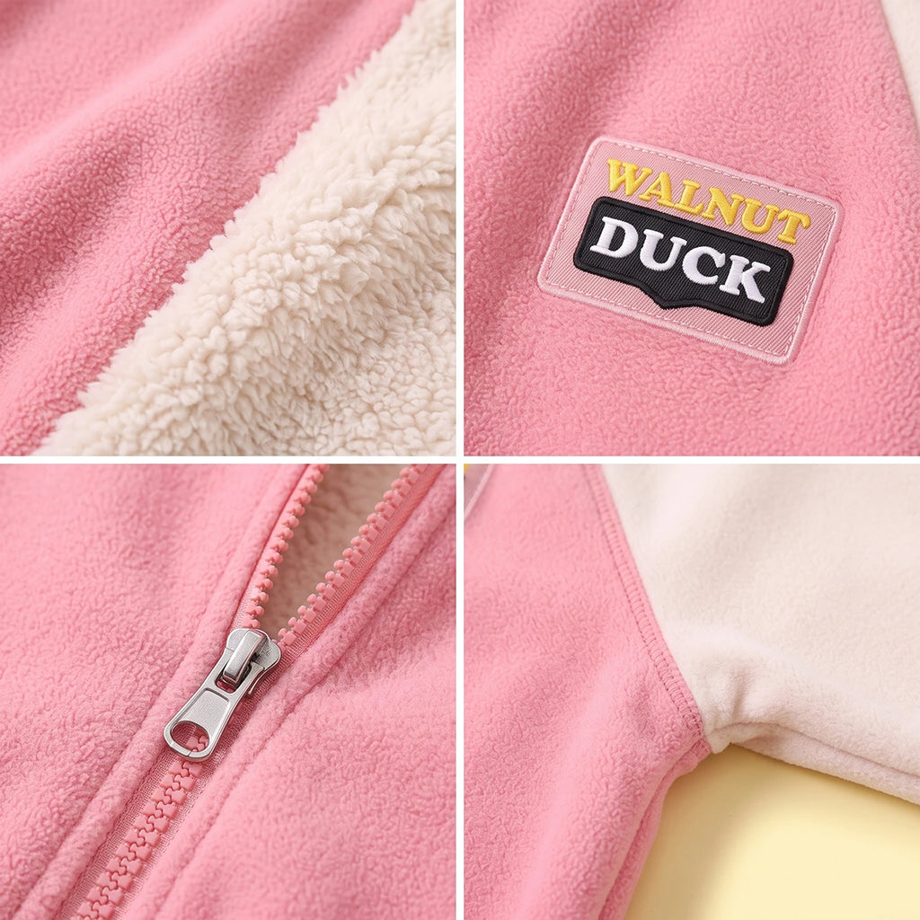 Girls Pink Colorblocked Long Sleeve Jacket Coats & Jackets