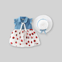 Girls Strawberry Printed Fit & Flare Dress Casual Dresses White 1-2 Y 