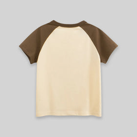 Boys Beige Bear Print Raglan Sleeve T-Shirt Tshirts