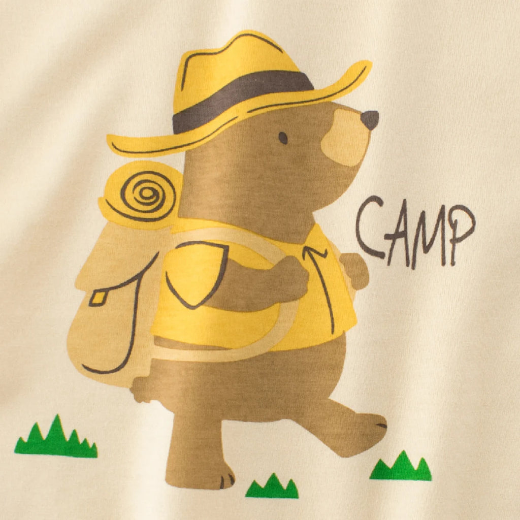 Boys Beige Bear Print Raglan Sleeve T-Shirt Tshirts