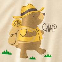 Boys Beige Bear Print Raglan Sleeve T-Shirt Tshirts