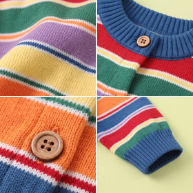 Boys Multicolour Striped Long Sleeve Cardigan Sweaters & Cardigans