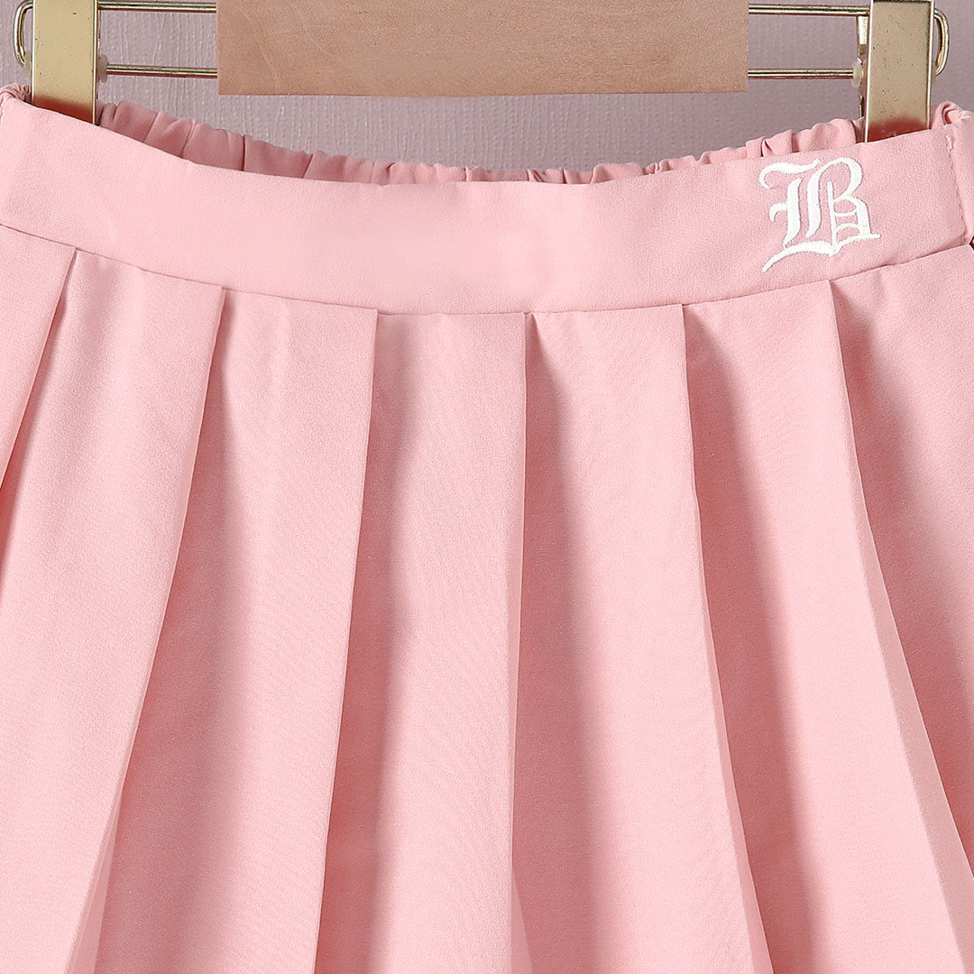 Girls Pink Pleated Flared Skirt Skirts