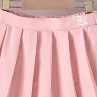 Girls Pink Pleated Flared Skirt Skirts