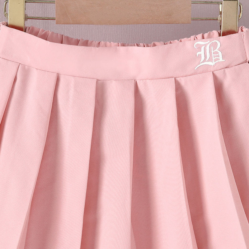 Girls Pink Pleated Flared Skirt Skirts