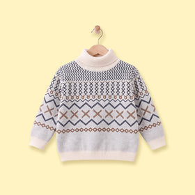 Girls Apricot Geometric Knitted Sweater Sweaters & Cardigans Apricot 3-4 Y
