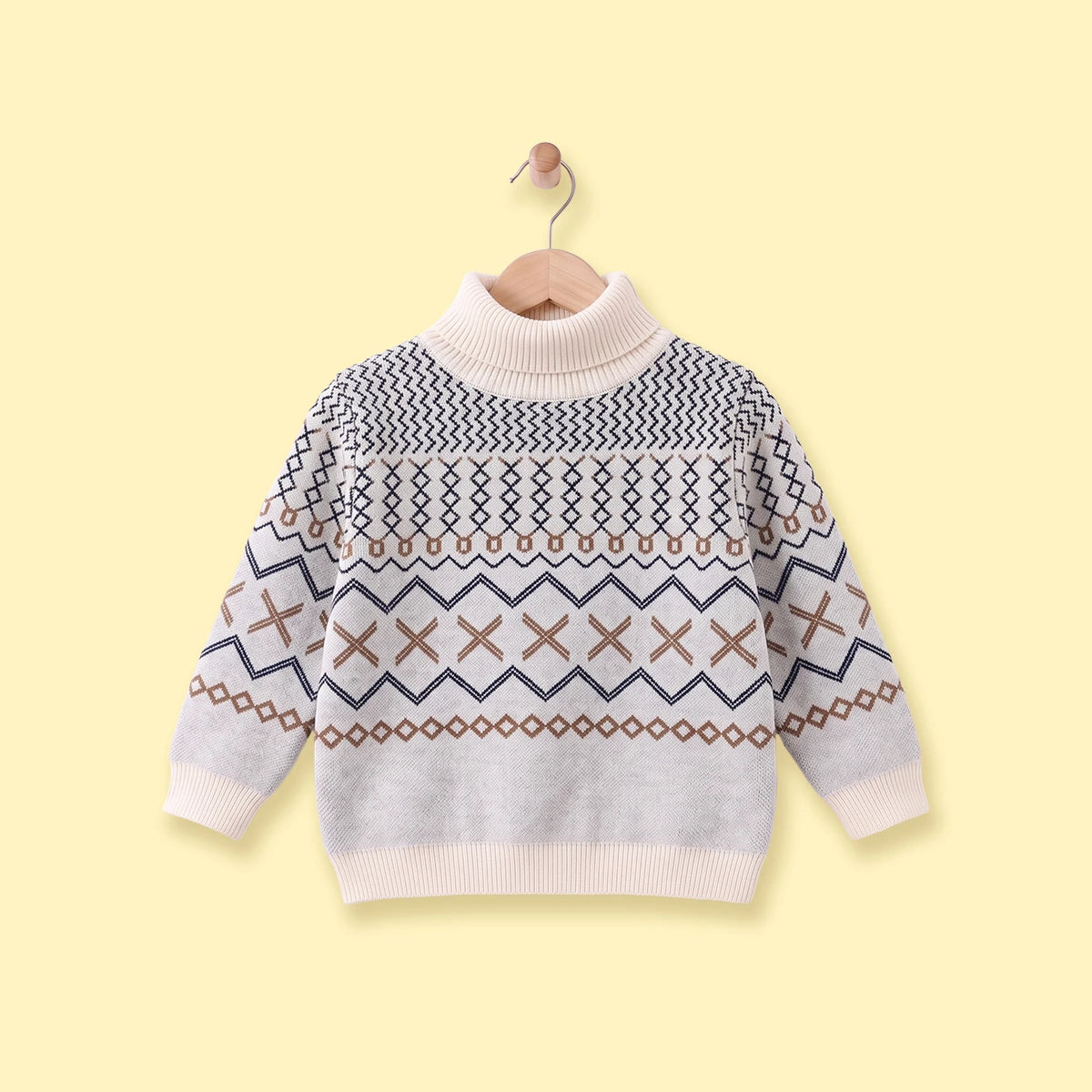 Girls Apricot Geometric Knitted Sweater Sweaters & Cardigans Apricot 3-4 Y