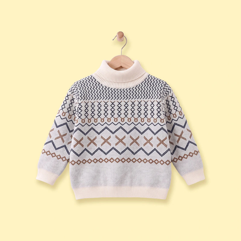 Girls Apricot Geometric Knitted Sweater Sweaters & Cardigans Apricot 3-4 Y